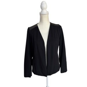 Eileen Fisher Leather Trim Ponte Black Jacket
